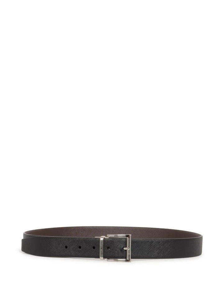 Prada Men Two-Tone Saffiano Leather Reversibile Belt
