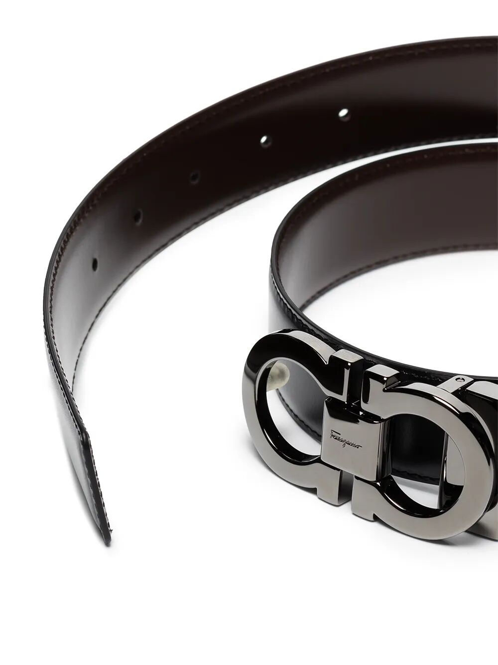 Ferragamo Men Smooth Leather Reversible Gancini Belt