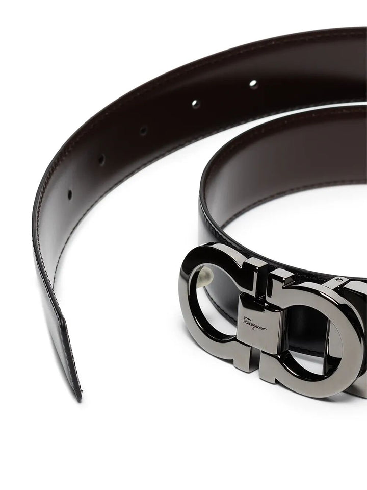 Ferragamo Men Smooth Leather Reversible Gancini Belt