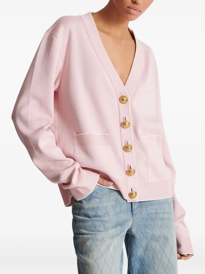 Balmain Women Balmain Emblème-Embroidered Knit Cardigan