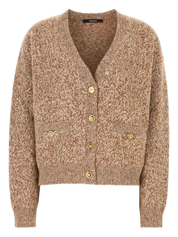 Versace Women Mouliné Cashmere-Blend Knit Boxy Cardigan