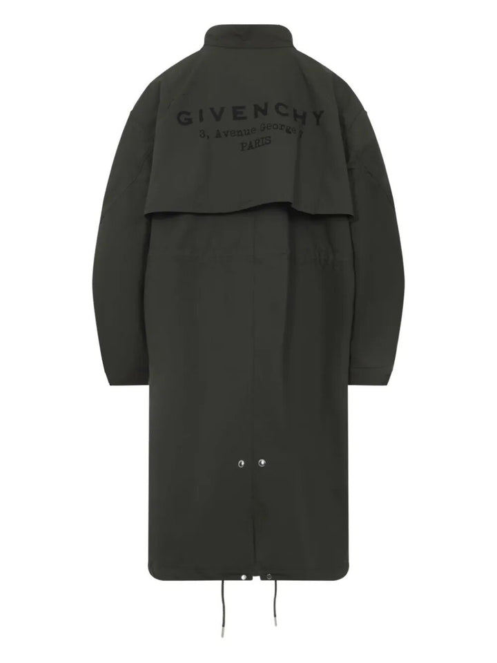 Givenchy Women Cotton Parka With Givenchy Stamp Print