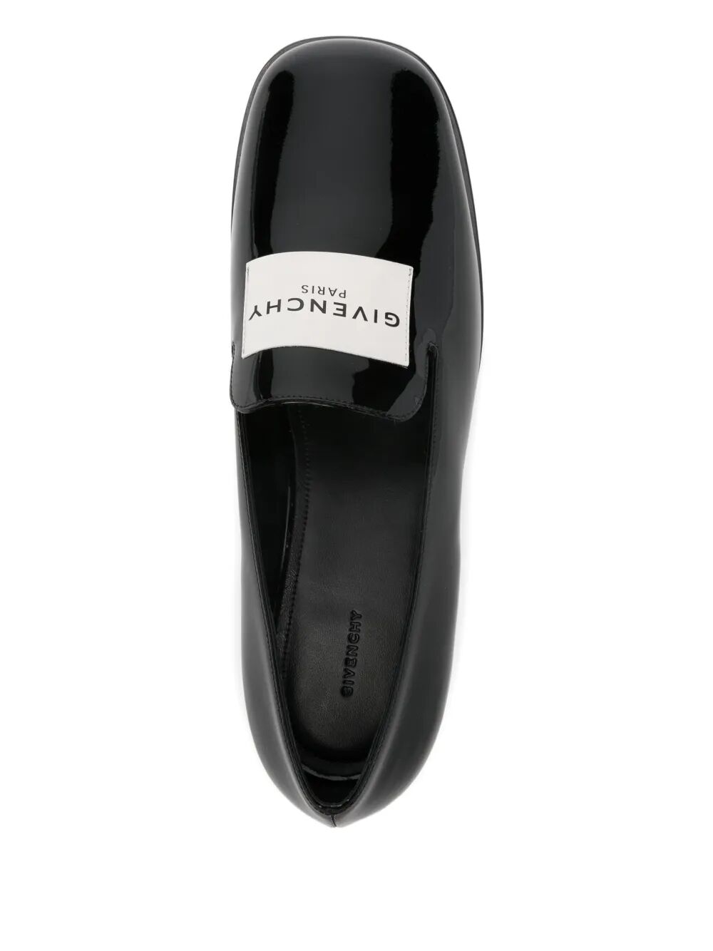 Black slip-on shoe with Givenchy logo on a white background
