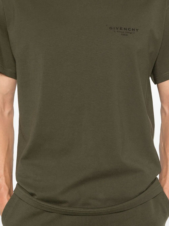 Givenchy Men Cotton T-Shirt With Givenchy Stamp Print