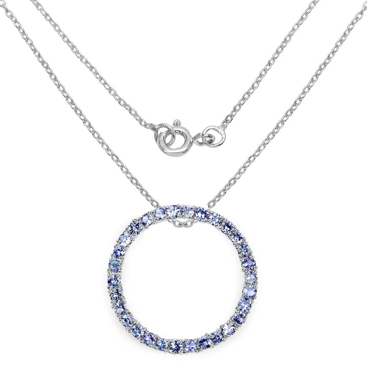 3.00 Carat Genuine Tanzanite .925 Sterling Silver Pendant