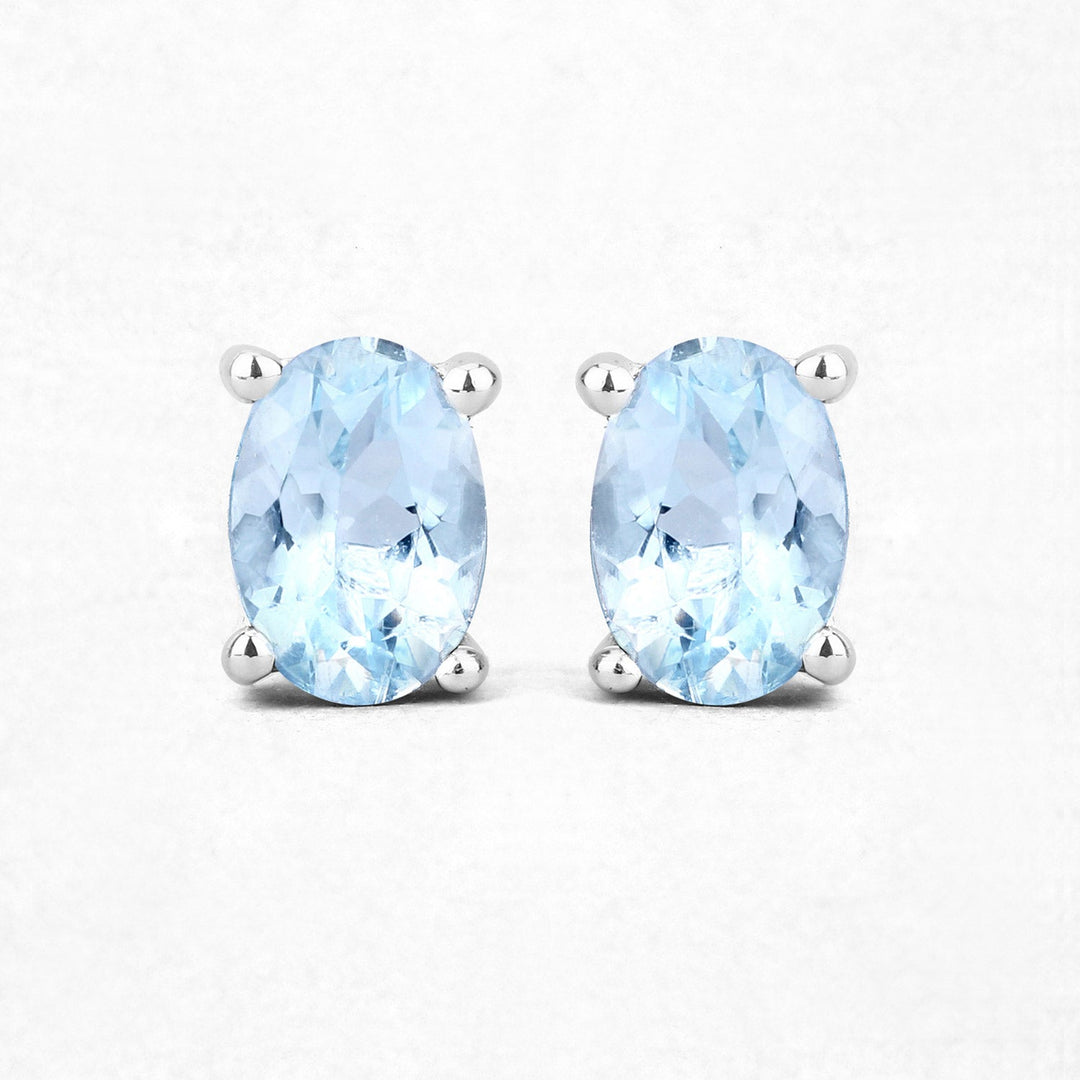 0.72 Carat Genuine Aquamarine .925 Sterling Silver Earrings