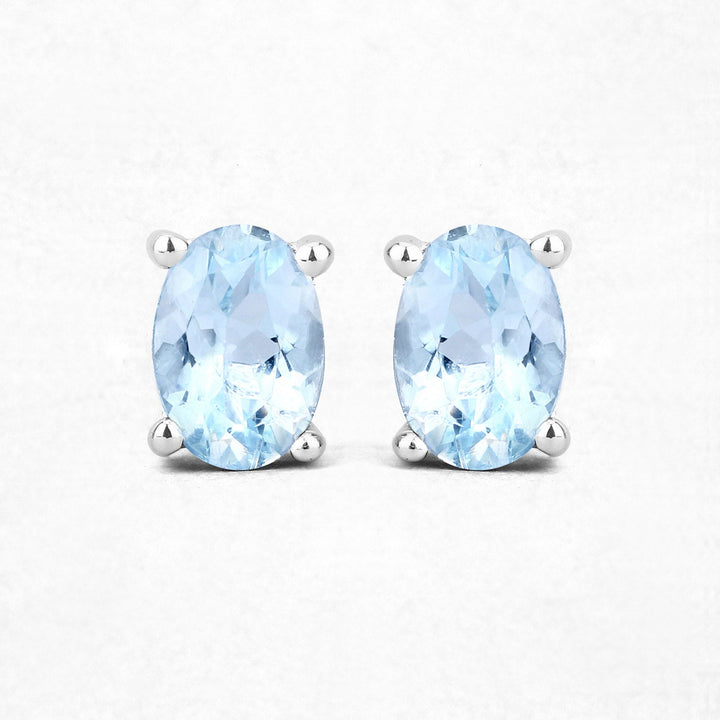 0.72 Carat Genuine Aquamarine .925 Sterling Silver Earrings