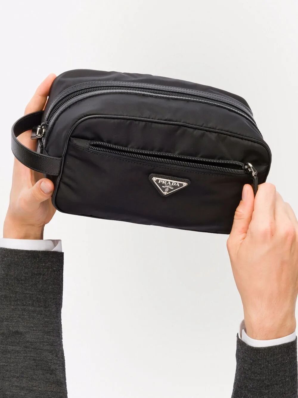 Prada Men Re-Nylon And Saffiano Leather Travel Pouch