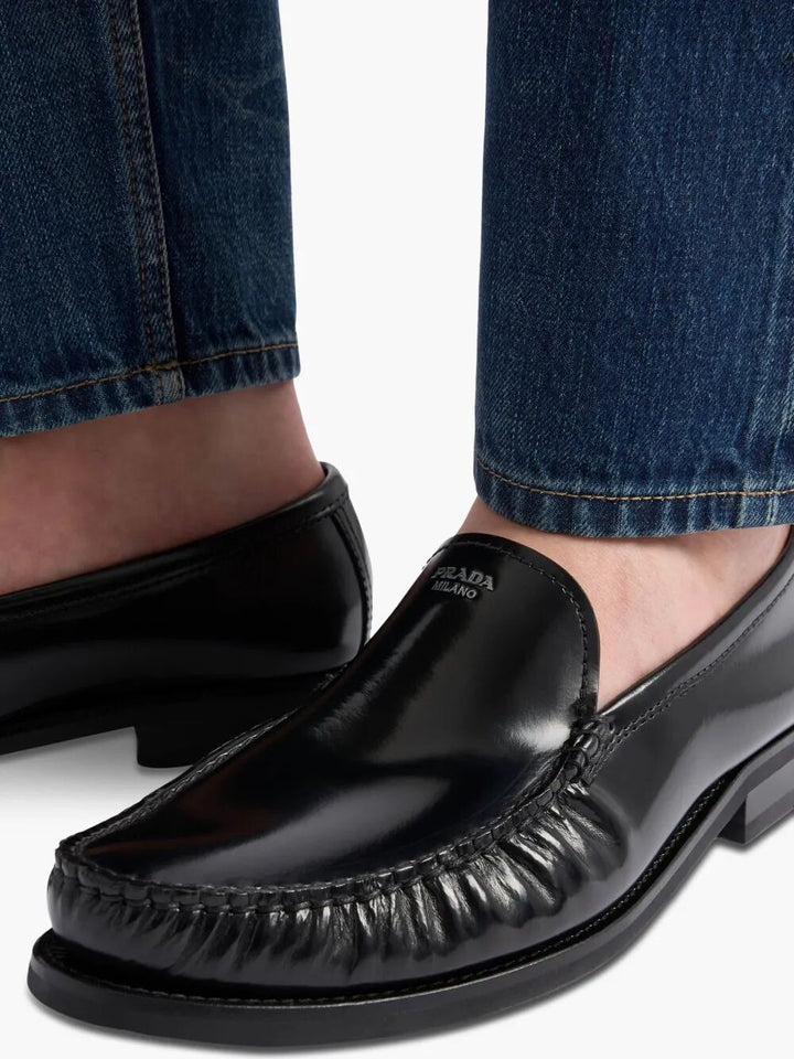 Prada Men Brushed Leather Loafers