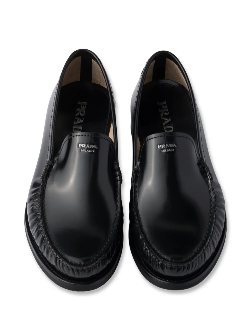 Prada Men Brushed Leather Loafers