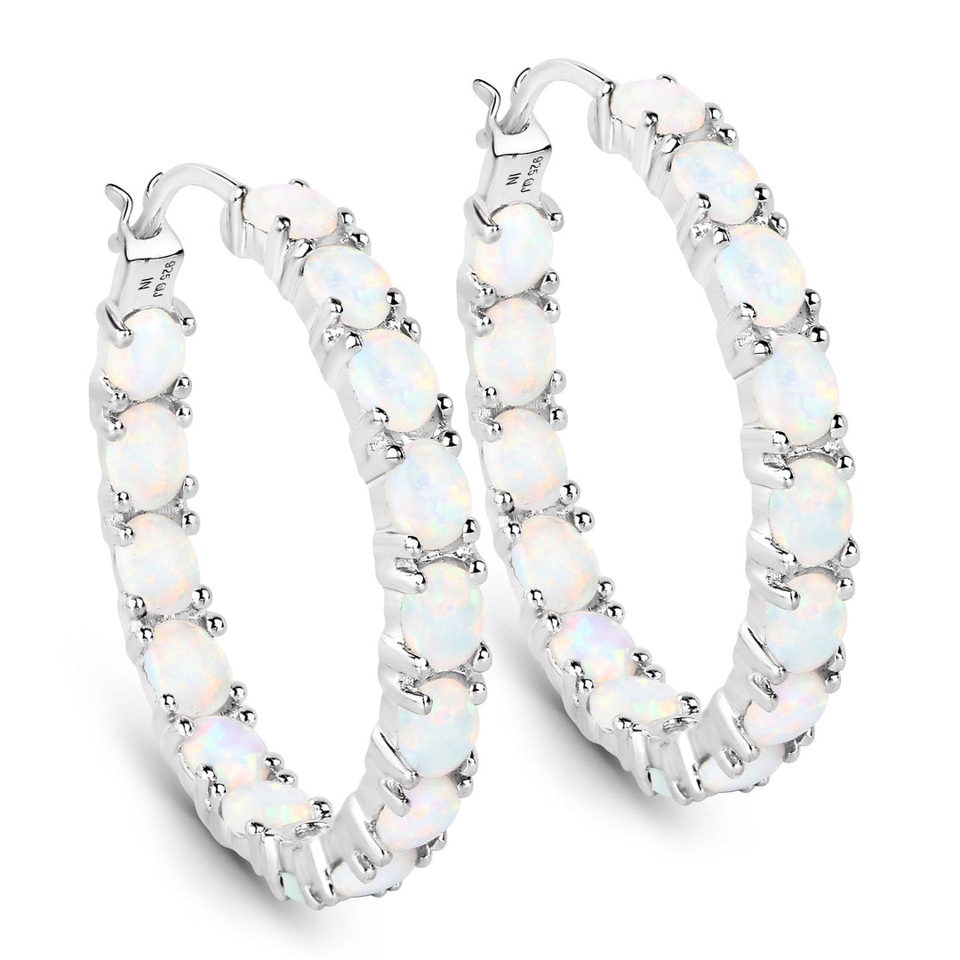 2.05 Carat Genuine Created Opal .925 Sterling Silver Earrings