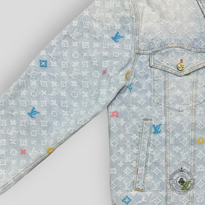 Louis Vuitton Monogram Denim Jacket in Light Wash/Multicolor