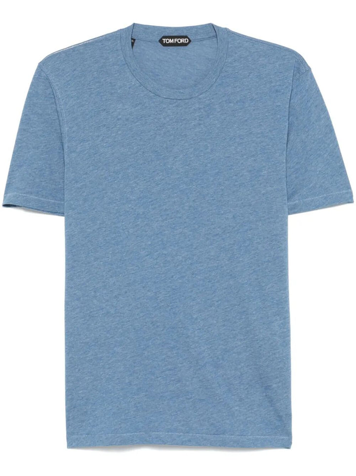 Tom Ford Men Cotton Blend Melange Crew Neck T-Shirt