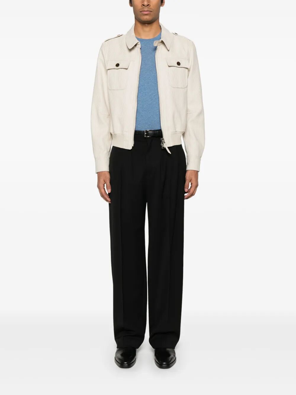 Tom Ford Men Cotton Blend Melange Crew Neck T-Shirt