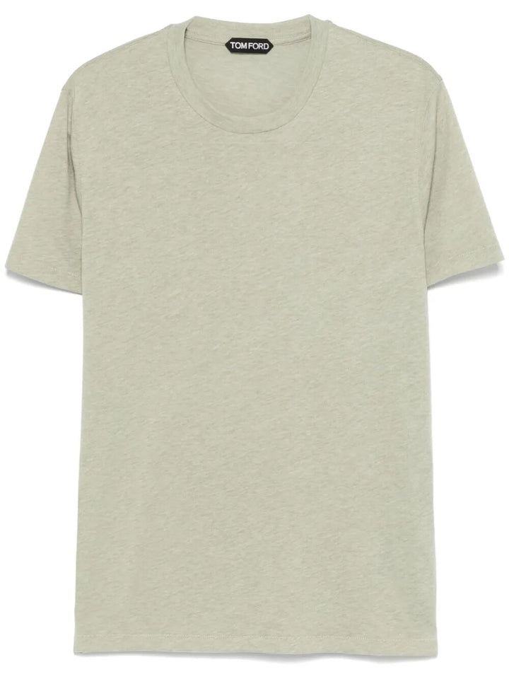 Tom Ford Men Cotton Blend Melange Crew Neck T-Shirt