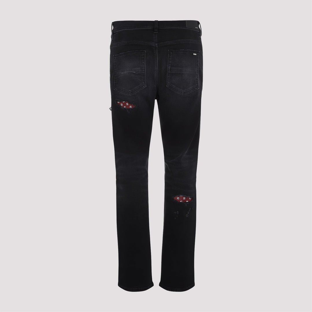 Amiri Leather Bandana Repaired Slim Jeans Men