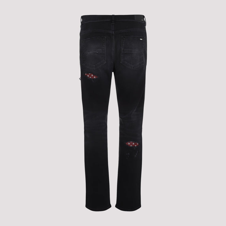 Amiri Leather Bandana Repaired Slim Jeans Men