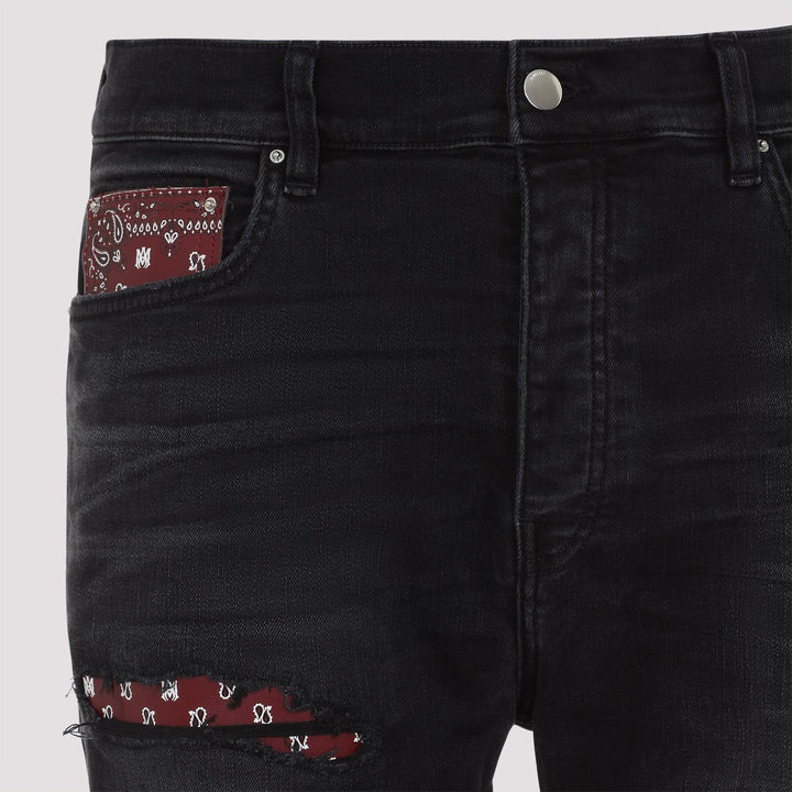 Amiri Leather Bandana Repaired Slim Jeans Men