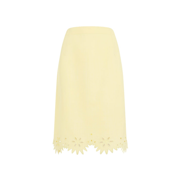 Bottega Veneta Grainy English Embroidery Midi Skirt Women