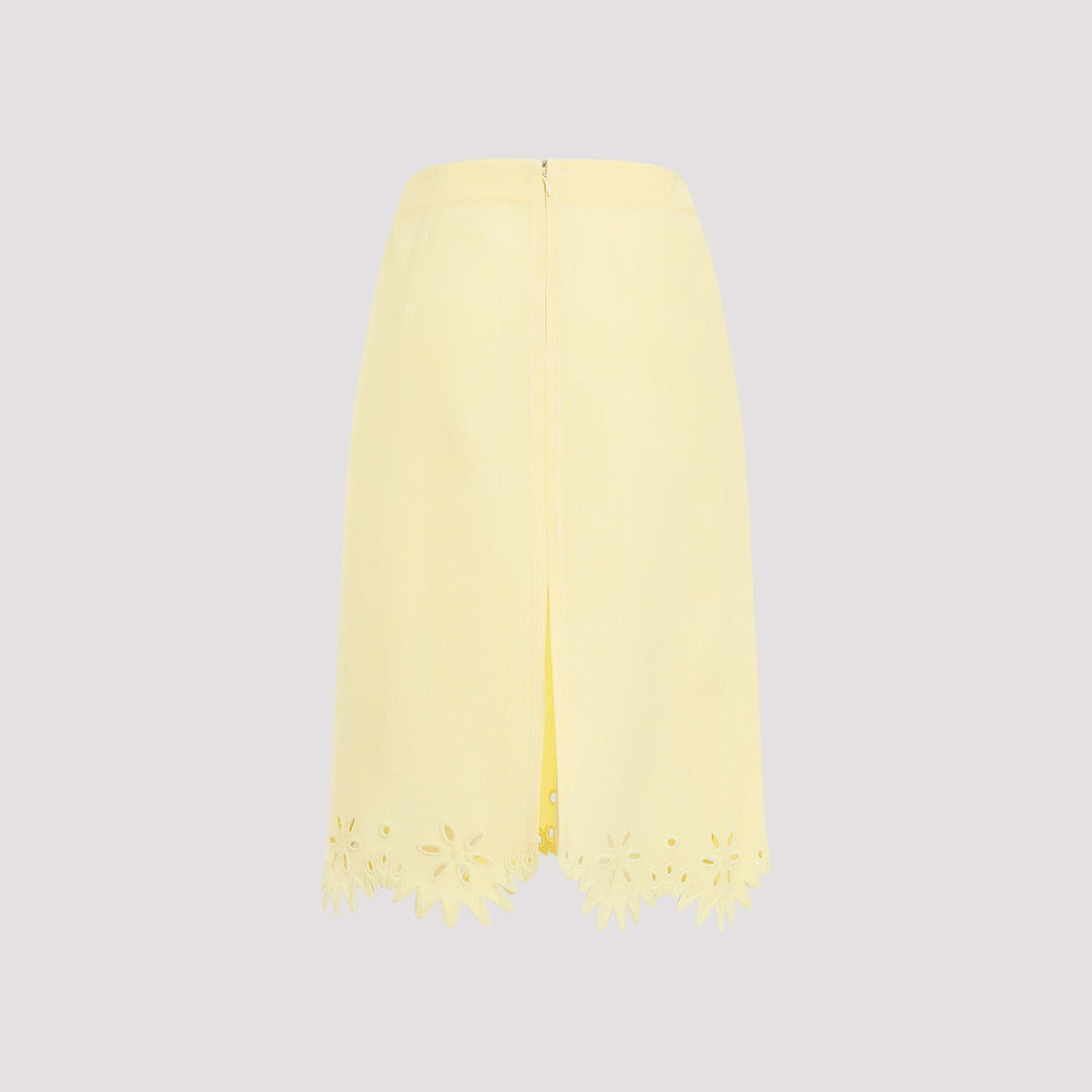 Bottega Veneta Grainy English Embroidery Midi Skirt Women