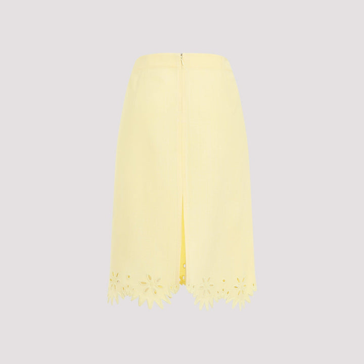 Bottega Veneta Grainy English Embroidery Midi Skirt Women