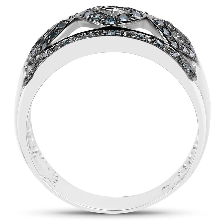 0.32 Carat Genuine Blue Diamond .925 Sterling Silver Ring