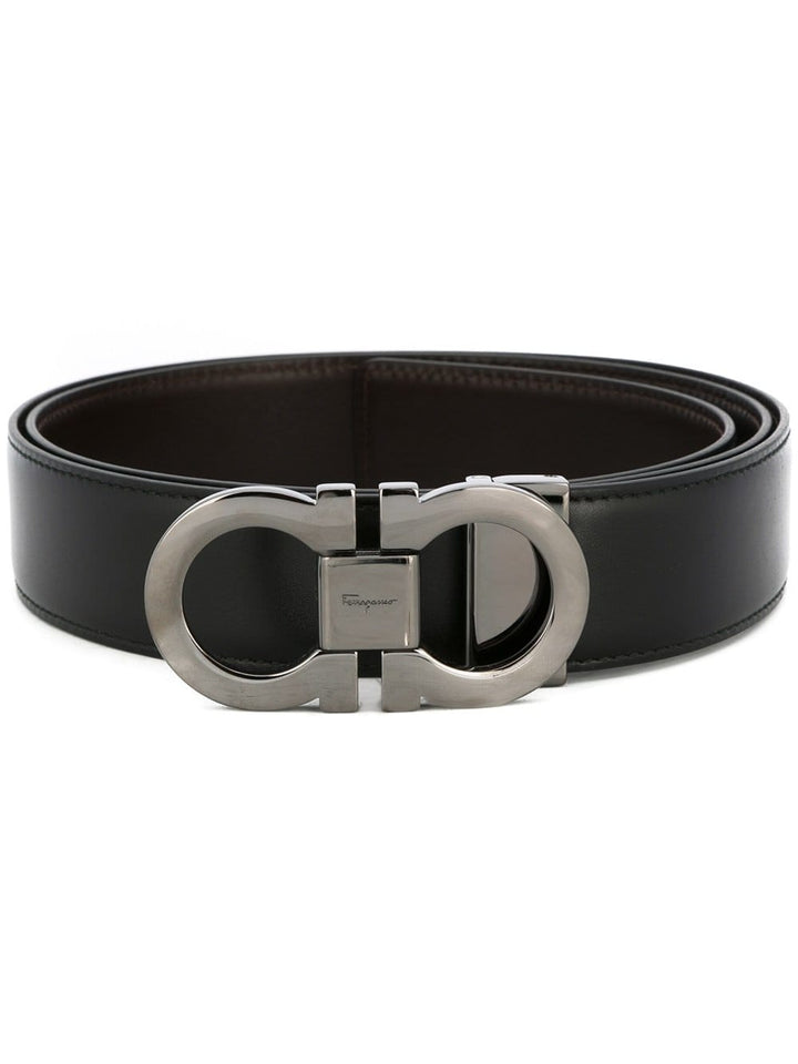 Ferragamo Men Smooth Leather Reversible Gancini Belt