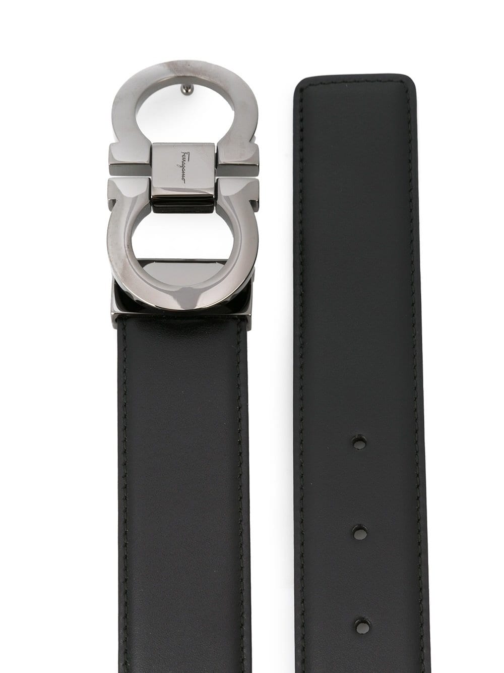 Ferragamo Men Smooth Leather Reversible Gancini Belt