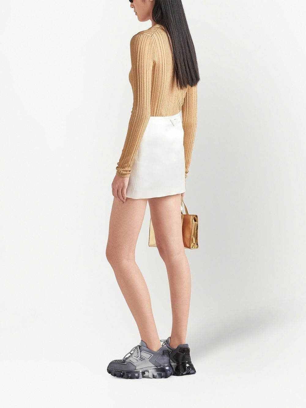 Prada Women V-Neck Lamé Viscose Cardigan