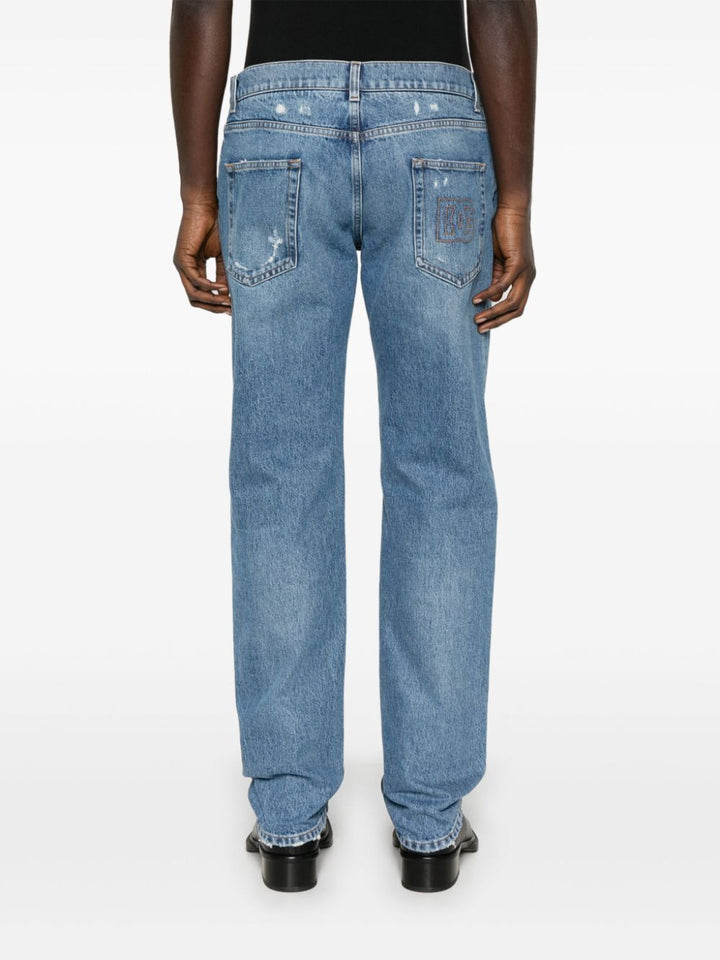 Dolce & Gabbana Men Classic Five-Pocket Cotton Jeans With Abrasions