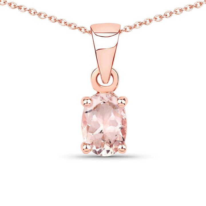 0.70 Carat Genuine Morganite .925 Sterling Silver Pendant