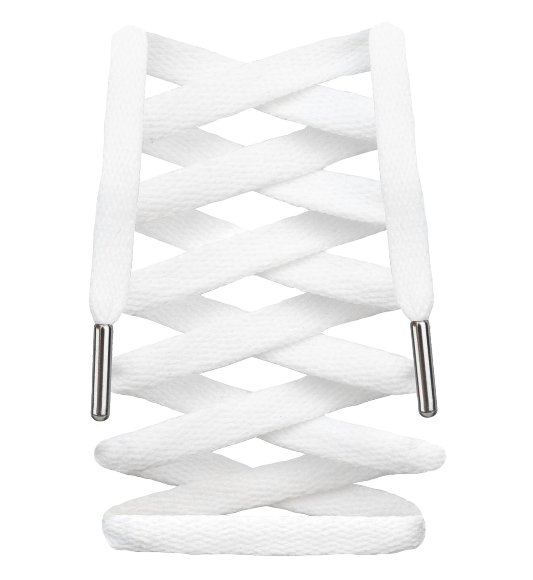 LitLaces - Premium Flat Cotton Shoe Laces Replacement for Air Jordan Nike Dunk Air Force 1 Converse &amp; Casual Shoes (White/Silver 72")