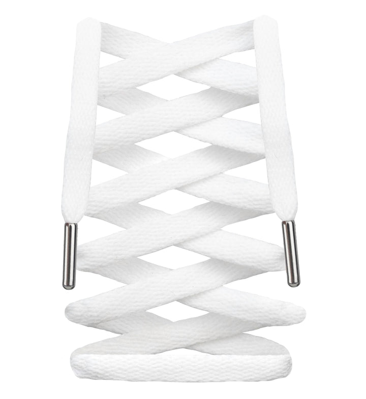 LitLaces - Premium Flat Cotton Shoe Laces Replacement for Air Jordan Nike Dunk Air Force 1 Converse &amp; Casual Shoes (White/Silver 72")