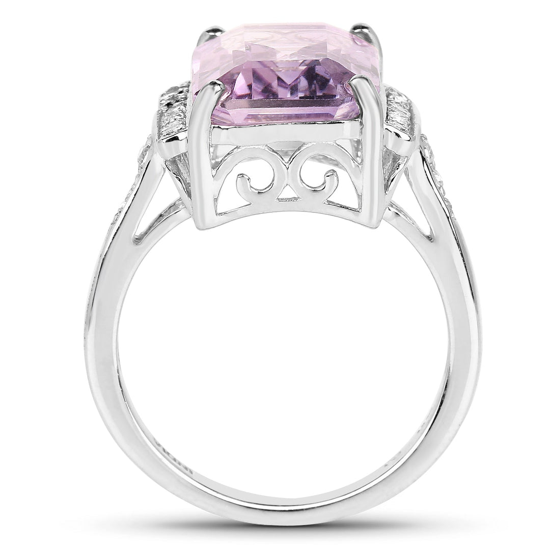 6.33 Carat Genuine Amethyst &amp; White Topaz .925 Sterling Silver Ring