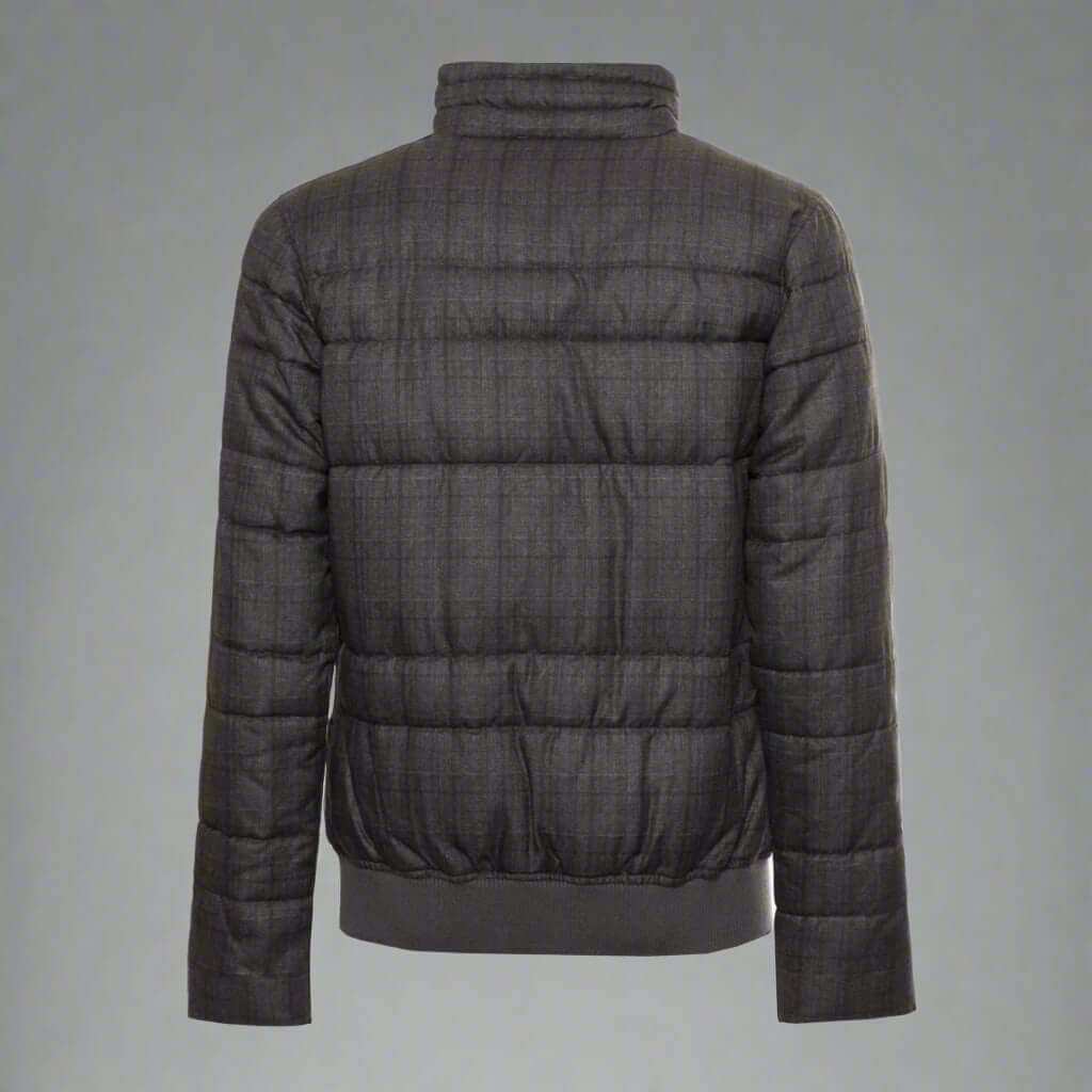 Black puffer jacket on a white background
