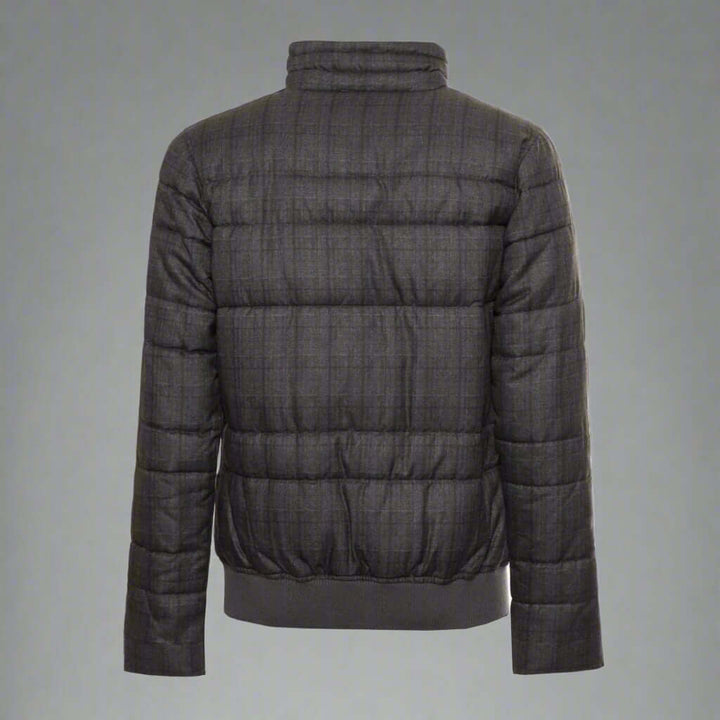 Black puffer jacket on a white background