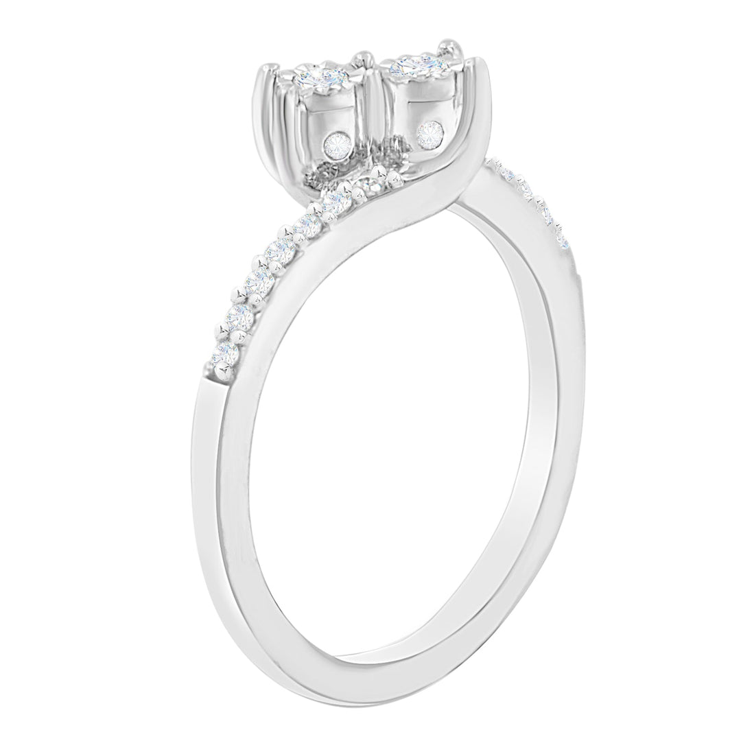 10K White Gold 1/4 Cttw Two-Stone Diamond Bypass Engagement Ring