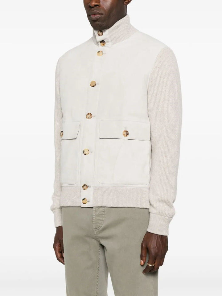 Brunello Cucinelli Men Padded Leather Jacket