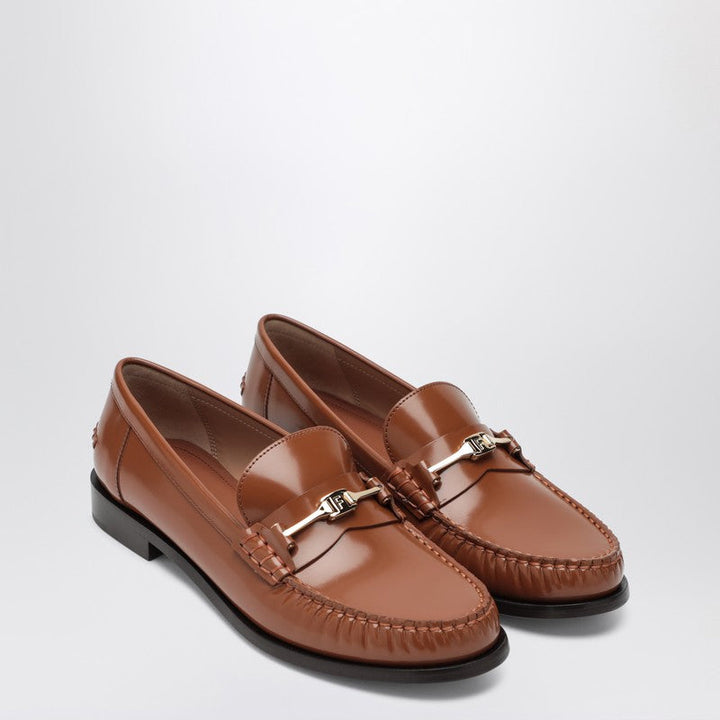 Ferragamo Moccasin With Chain New Vara Colour Leather Women