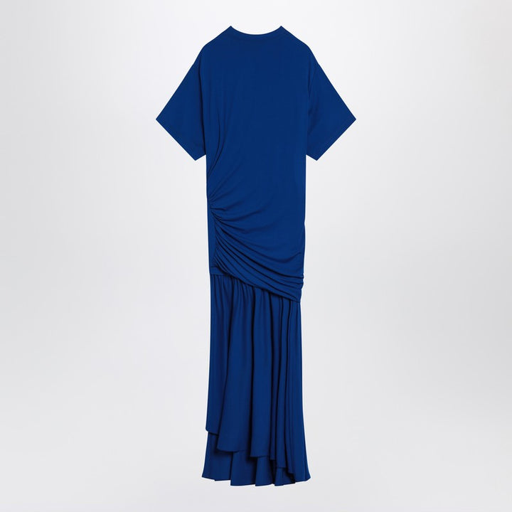 Ferragamo Long Blue Dress With Draping Women