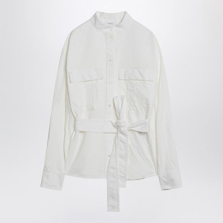Ferragamo White Belted Shirt In Cotton Blend Women