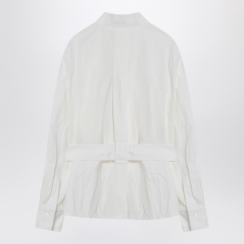 Ferragamo White Belted Shirt In Cotton Blend Women
