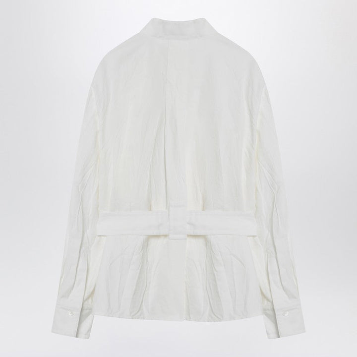 Ferragamo White Belted Shirt In Cotton Blend Women