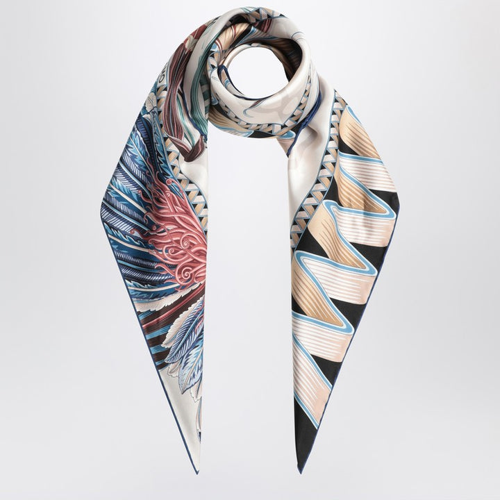 Ferragamo Ivory/Blue Silk Scarf With Giada Print Women