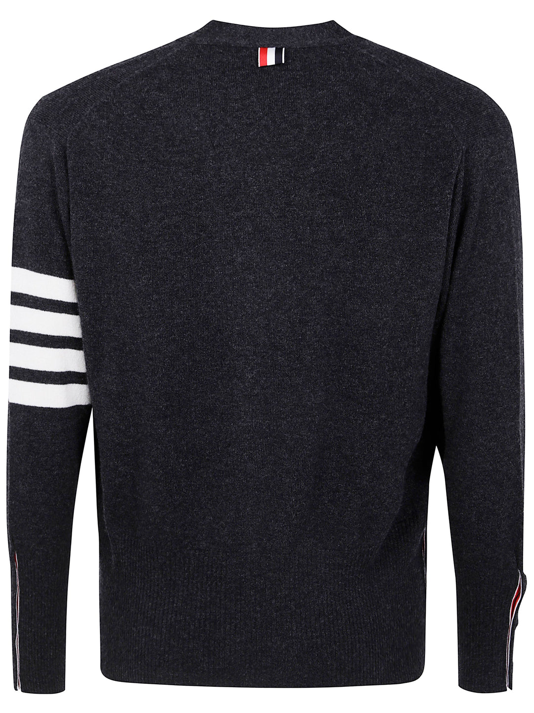 Thom Browne Men Classic Short V Neck Cardigan With White 4 Bar Stripe In Cashmere