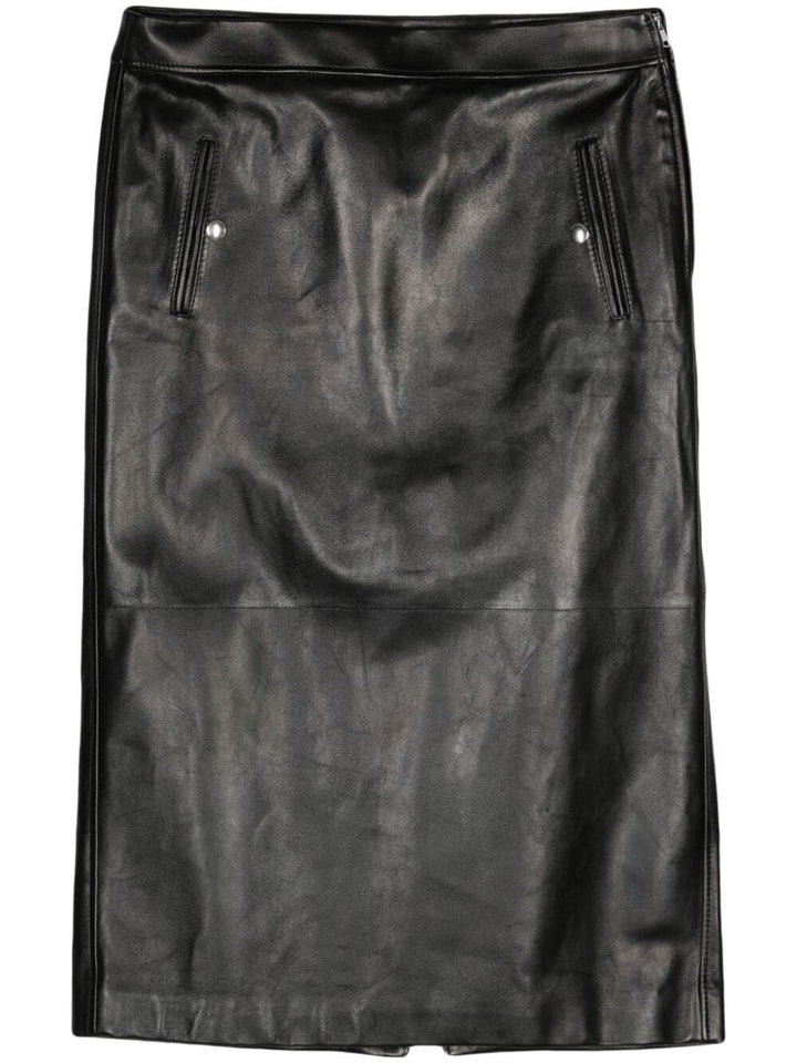 Alexander Mcqueen Women Low Waist Leather Skirt