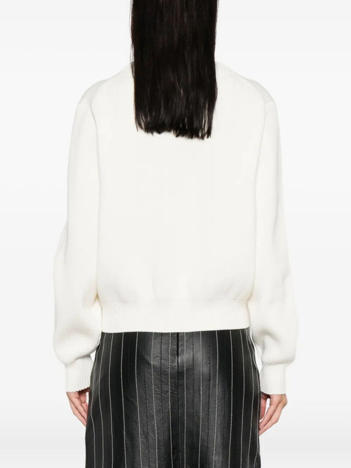 Victoria Beckham Women Relaxed Fit V-Neck Cotton Blend Sweater