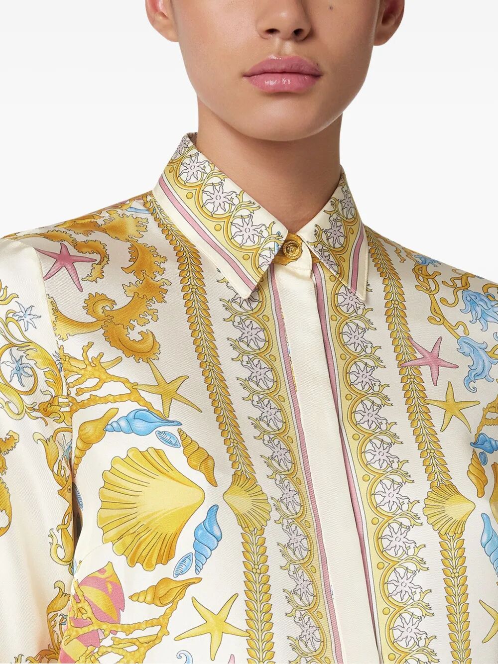 Versace Women Underwater Barocco Silk Shirt