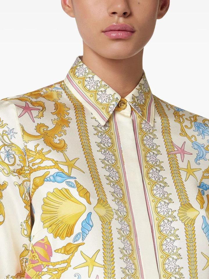 Versace Women Underwater Barocco Silk Shirt