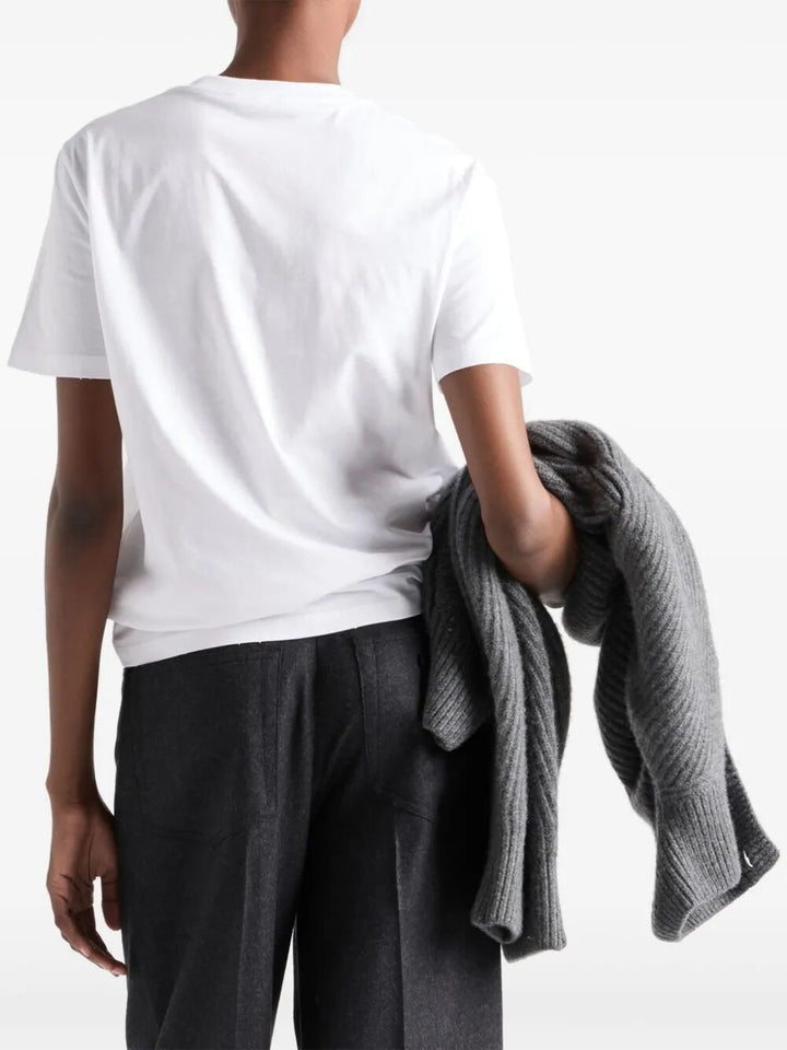 Prada Women Enamel Triangle-Logo Cotton T-Shirt